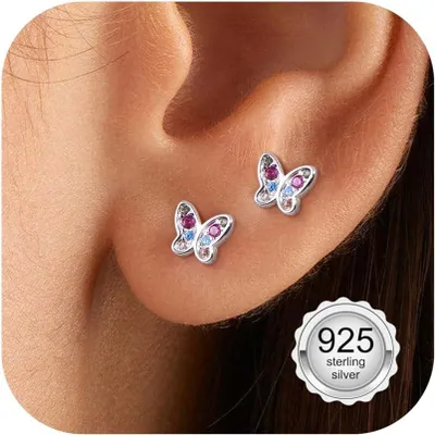 Productafbeelding van Oorknopjes meisjes, 925 sterling zilver, hart, bloem, vlinder, hypoallergeen