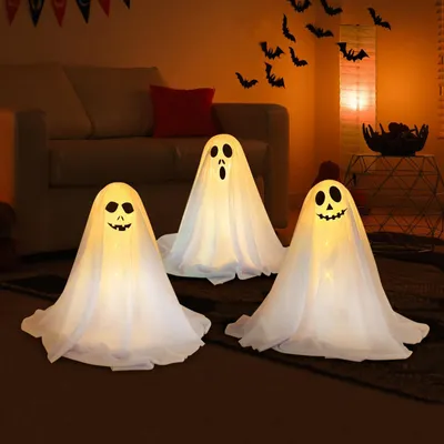 Produktbild von Halloween Dekoration Gespen 3er Set, leuchtende Außenbeleuchtung, für Garten