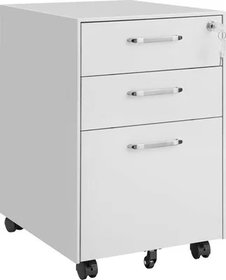 Produktbild von Famanu Rollcontainer - Archivschrank - Mit Rollen - Mit Schloss - 3 Schubladen - Weiß