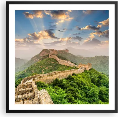 Produktbild von Gerahmtes Poster - Schwarzer Rahmen - Wand Berg asiatisch china - 60x60 cm - Wand Bild - Wanddeko - Wandbilder - Wandposter - Bilderrahmen - Bilder - Kunstdruck - Wandbild - P2BAC60x60-3069