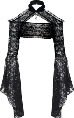 Produktbild von Damens Gothic Lolita Spitze Shrug Jäckchen Oberteil Lang Ärmel Bolero Crop Top
