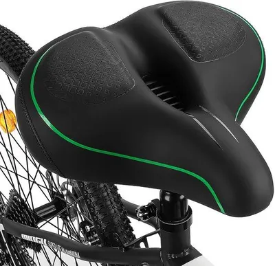 Image de Selle de vélo large, verte, respirante et moelleuse, pour femmes et hommes