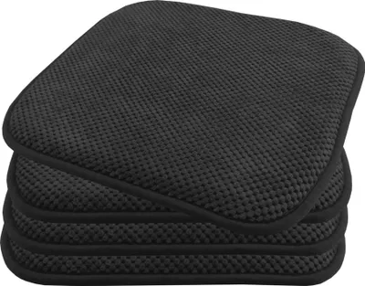 Produktbild von Komfortable & praktische Gel-Kissen 40x40 - Stuhlkissen mit modernem Memory-Schaumstoff - gepolsterte Sitzkissen Out- und Indoor Gartenkissen  Stuhlauflage rutschfest , Farbe:Schwarz;Set:4er
