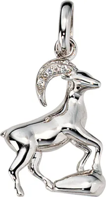 Produktbild von Sternzeichen Steinbock Anhänger mit Zirkonia 925 Silber rhodiniert Damen
