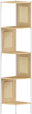 Produktbild von Eckregal mit 5 Ebenen und Seitenwänden aus Rattan, Eiche beige