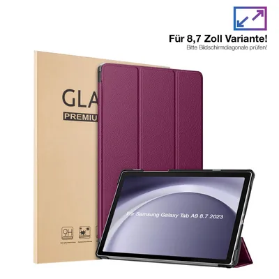 Produktbild von Schutzhülle + 2x 9H Display Glas für Samsung Galaxy Tab A9 2023 8.7 Zoll Cover Case Schutz Tablet Farbe: Lila