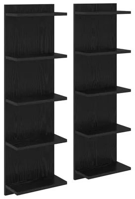 Produktbild von vidaXL Wandregal 2 pcs Schwarze Eiche 30 x 15 x 100 cm Holzwerkstoff