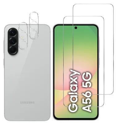 Produktbild von Gehäuse aus gehärtetem Glas für Samsung Galaxy A56 5G und Kameraschutz [2er-Pack] Displayschutzfolie  Phonillico®