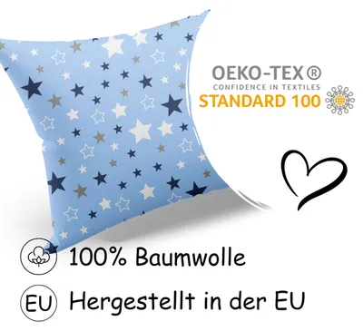Produktbild von Kissenbezug 50x60 cm Baumwolle blau Sterne Reißverschluss  PinkZebra