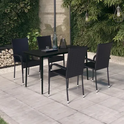 Image de Maison Exclusive - Ensemble de salle à manger de jardin 5 pièces noir