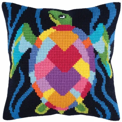 Zdjęcie produktu dla Zestaw do haftu krzyżykowego CdA poduszka "Mozaika morska" 5346, 40x40cm