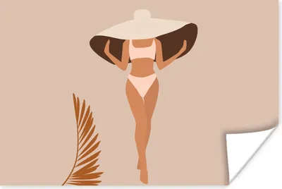 Produktbild von MuchoWow® Poster Sommer - Hut - Bikini 60x40 cm - Schlafzimmerdekoration
