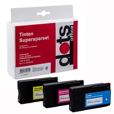 Productafbeelding van Inktpatronen in de kleuren cyaan, magenta en geel, compatibel met HP 951XL (CN046AE, CN047AE, CN048AE)