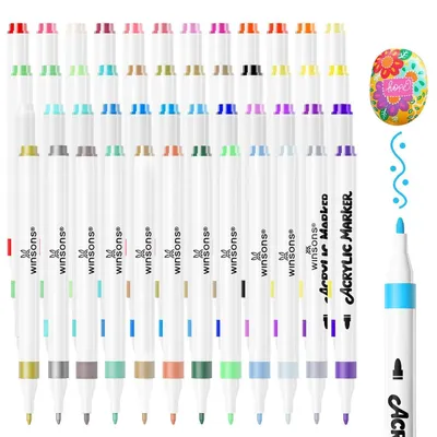 Immagine prodotto di Pennarelli acrilici, 48 colori, pennarelli indelebili, resistenti all'acqua, atossici, punta fine da 0,5 a 2,6 mm