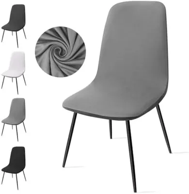 Produktbild von PromoHome® Set von 4 Universellen Stuhlbezügen – Dehnbare Esszimmerstuhl-Bezüge, Grau, 43x45x44 cm