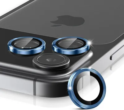 Close-up of camera lens protectors on a smartphone.