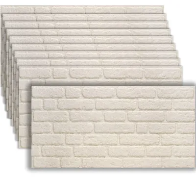 Produktbild von tectake® Wandpaneele 3D Steinoptik 100 x 50 cm Stärke 2 cm 10er Set Abdeckungsfläche 5 m² Backstein weiß