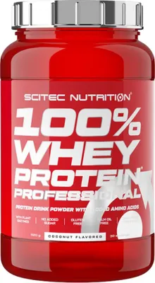 Obrázek produktu pro Scitec Nutrition 100% Whey Protein Professional 920 g kokos / Syrovátkové whey proteiny / Chutný syrovátkový protein s přidanými aminokyselinami obohacený o trávicí enzymy
