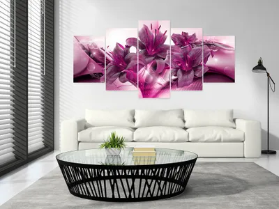 Image de Tableau acoustique Fleurs abstraites 200 x 100 cm Tableaux Mousse acoustique Absorbeur acoustique haute performance Isolation acoustique Toile 5 pièces Tableau mural Acoustique intérieure Isolation acoustique b-A-0270-b-p