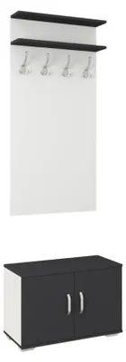Imagen del producto de haaus: Armario para la entrada con estante para zapatos y ganchos, color antracita/blanco, 66 x 35 x 200 cm
