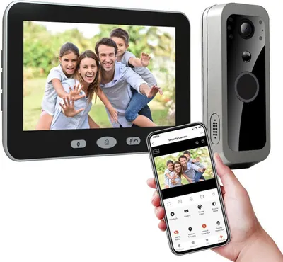 Produktbild von WiFi Video Türklingel Kamera mit 5 Zoll IPS Display 1080P 150 Grad Ansicht PIR Bewegungserkennung APP Remote Tracking Dual Way Audio