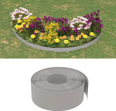 Produktbild von The Living Store Rasenkanten 2 Stk. Grau 10 m 20 cm Polyethylen