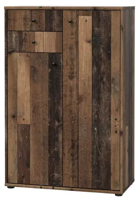 Produktbild von Kommode mit 2 Türen und 2 Schubladen, Holzwerkstoff, Old – Wood Vintage Nachbildung, (B x H x T) 73,7 x 111,1 x 34,8 cm