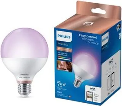 Zdjęcie produktu dla Philips Kula 11 W (odp. 75 W) G95 E27, Wi-Fi/Bluetooth, Wi-Fi 4 (802.11n), 802.11b, 802.11g, LED, E27, G95, Wielo