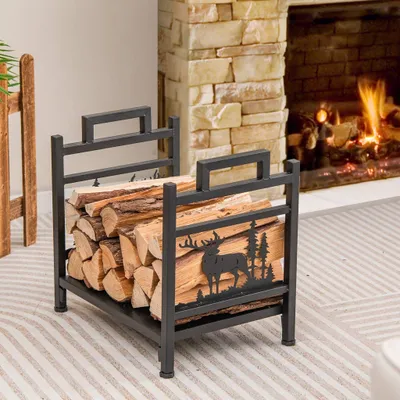 Produktbild von Brennholzregal, 47 cm (18,5 Zoll) Metall-Holzständer mit Griffen