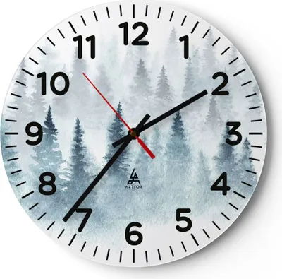 Produktbild von Wanduhr - Rund - Glasuhr - Bäume Wald Natur - 40x40cm - Schleichendes Uhrwerk - Lautlos - zum Aufhängen bereit - Dekoration Modern - Wanddekoration aus Glas - C4AR40x40-3981