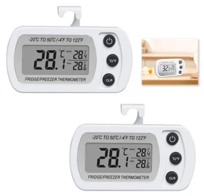 2er-Set digitale Kühlschrankthermometer, -20 bis 50 °C, LCD, Max/Min