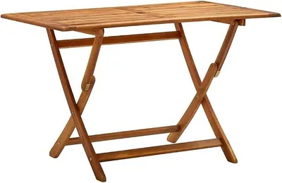 Imagen del producto de Mesa plegable para jardín fabricada en madera de acacia maciza, con dimensiones de 120x70x75 cm. Resistente a la intemperie, plegable, ideal como mesa para balcón, mesa de comedor o mesa auxiliar para terraza y jardín