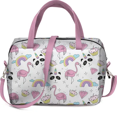 Produktbild von Lunch Bag Lunchbox Lunchtasche Isolierte Auslaufsichere Bunte Mittagessentasche für Kinder Jugentliche mit Reißverschluss Flamingos und Pandas [048]