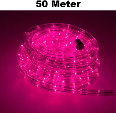 Produktbild von Trade-Shop LED Lichtschlauch Komplett Set mit Zubehör Lichterkette Beleuchtung Pink 50 Meter F3 LED für Drinnen/Draußen Weihnachten Beleuchtung Dekoration Lichterschlauch