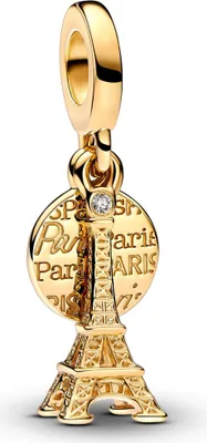 Produktbild von Pandora Charm-Anhänger Paris Eiffelturm Diamant 14K Vergoldet 763344C01