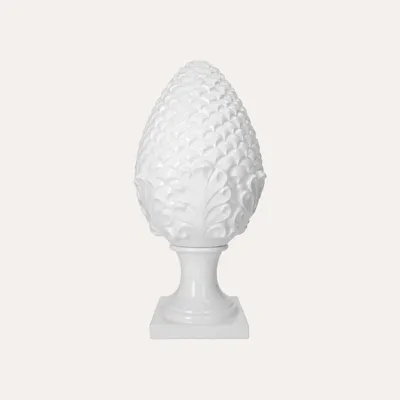 Produktbild von KEYHOMESTORE | Weißer Tannenzapfen aus Keramik, H. 50 cm