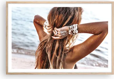 Produktbild von Gerahmtes Poster - Rahmen in heller Eiche - Haare Frau Strand - 91,5x61 cm - Wand Bild - Wanddeko - Wandbilder - Kunstposter - Wandposter - Bilderrahmen - Bilder - Kunstdruck - P2NAA91x61-4613