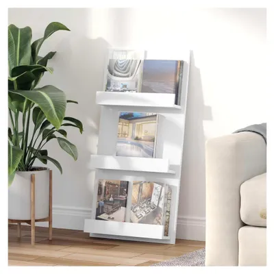 Produktbild von Magazinregal in Weiß 51 x 11 x 102 cm aus Holzwerkstoff für Büro und Organisation