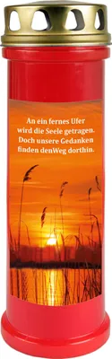 Produktbild von Grabkerze Rot, Brenndauer: 100 Stunden ( 4 Tage ), Motiv: Ufer