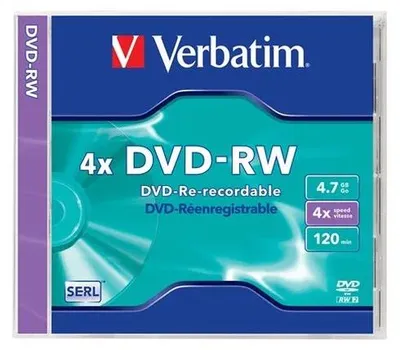 DVD-RW disk, prepisovateľný, 4,7GB, 4x, 1 ks, klasický obal, VERBATIM