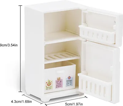 Image de Accessoires de décoration pour maison de poupée Mini modèle de maison de poupée Modèle de congélateur Simulation de réfrigérateur Jouet Ornements Prétendre Jouer Jouer Jouer pour les Enfants
