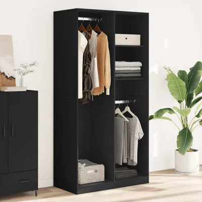 Produktbild von Möbel Kleiderschrank - Schwebetürenschrank - praktischem Design - Schwarz 100x50x200 cm Holzwerkstoff Top5140003