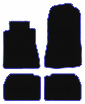 Produktbild von Fußmatten Velours Schwarz/Blau für Mercedes C 190 W201 1982-1993 Set 4-tlg