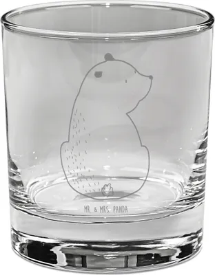 Produktbild von Mr. & Mrs. Panda Glas Bär Schulterblick - Transparent - Geschenk, Bären, Selbstachtung, Cocktailglas, Motivation, für Gin, Longdrinkglas, Weisheit, Weltansicht, gravur