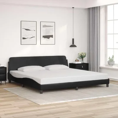 Image de Maison Exclusive - Lit "Dover", noir, 193x203 cm, revêtement en similicuir