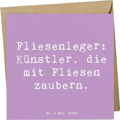 Produktbild von Mr. & Mrs. Panda Grußkarte Spruch Fliesenleger Künstler - Lavendeltraum - Geschenk, Wohnraum, Mosaik, Berufsprodukte, Fliesen, Klappkarte, Fliesenzauber, Fliesenhandwerk