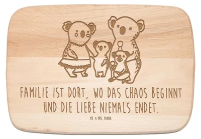 Produktbild von Mr. & Mrs. Panda Holzbrett Koala Familie - Transparent - Geschenk, Frühstücksbrett, Mama, Family, Holzbrettchen, Papa, Muttertag, Kinder, schneidbrett, Schneidebrett