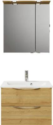 Produktbild von Pelipal Badmöbel-Set Sunline 300 BxHxT 67 x 200 x 48 cm Frontfarbe eiche riviera Badmöbel-Set mit Waschtisch Mineralmarm