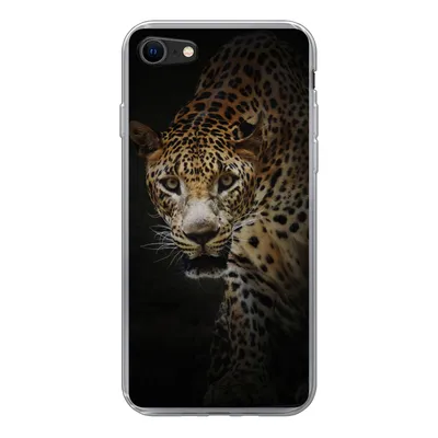 Produktbild von MuchoWow® Handyhülle Schutzhülle Hülle für iPhone SE 2020 Leopard - Wilde Tiere - Licht Silikon Softcase Handy Hülle - Kartenbesitzer