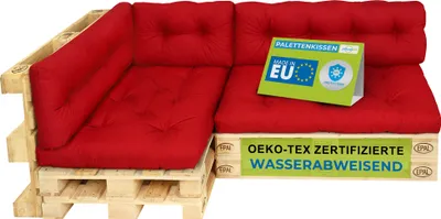 Obrázek produktu pro Pillows24 - Polštáře na palety odolné proti vodě a UV záření - SADA 6 | polštáře na europalety 120x80 - paletový nábytek - venkovní/venkovní, červená